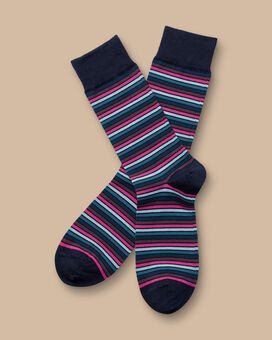 Multi Stripe Socks - Bright Pink & Atlantic Green