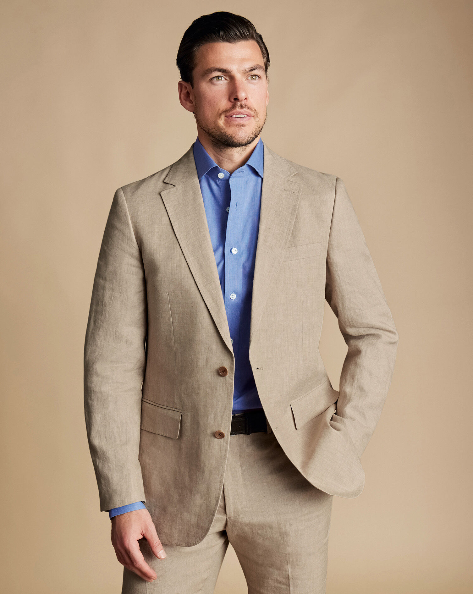 Men's Grey Plain Herringbone Linen Blazer Jacket
