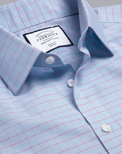 Non-Iron Prince of Wales Check Shirt - Blue & Pink | Charles Tyrwhitt