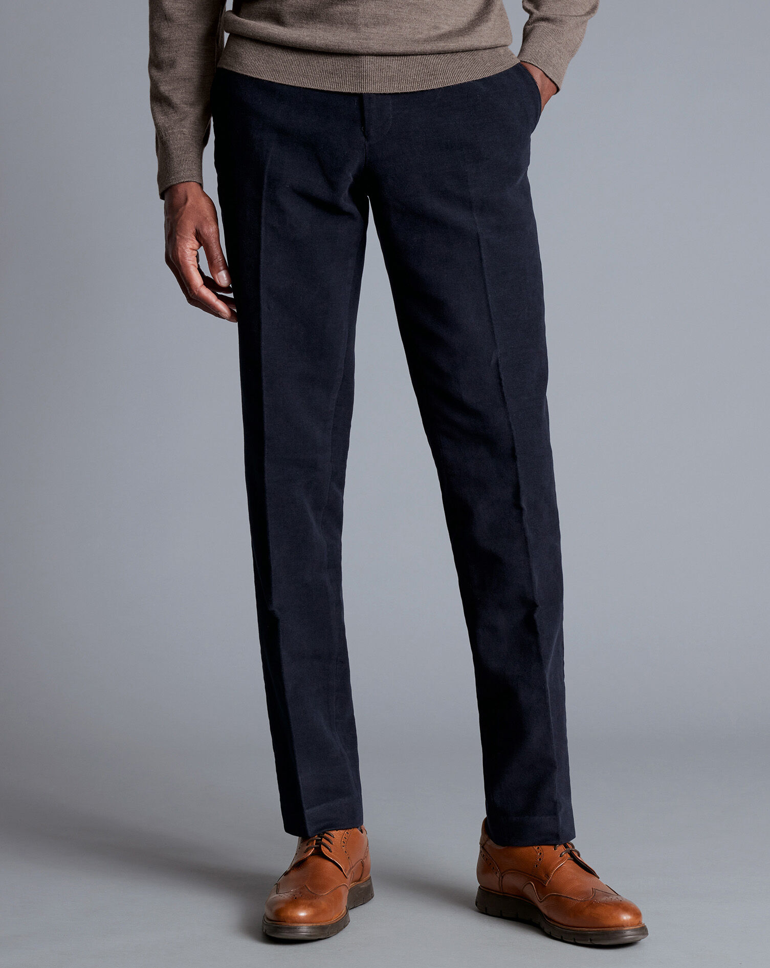 Italian Moleskin Pants - Dark Navy | Charles Tyrwhitt