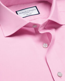 Spread Collar Non-Iron Twill Shirt - Pink