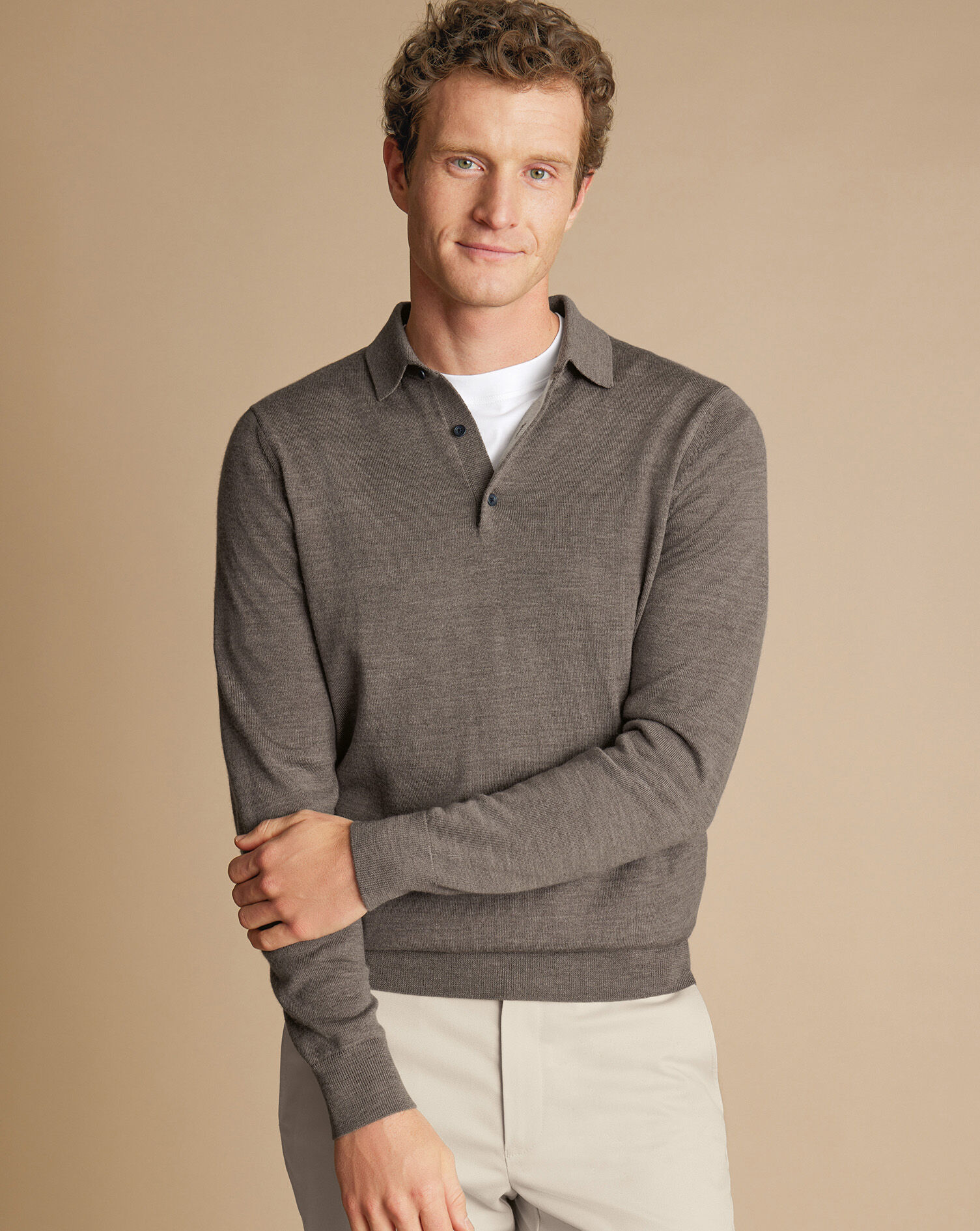 Wool polo sweater