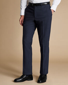 Micro Check Suit Trousers - Steel Blue