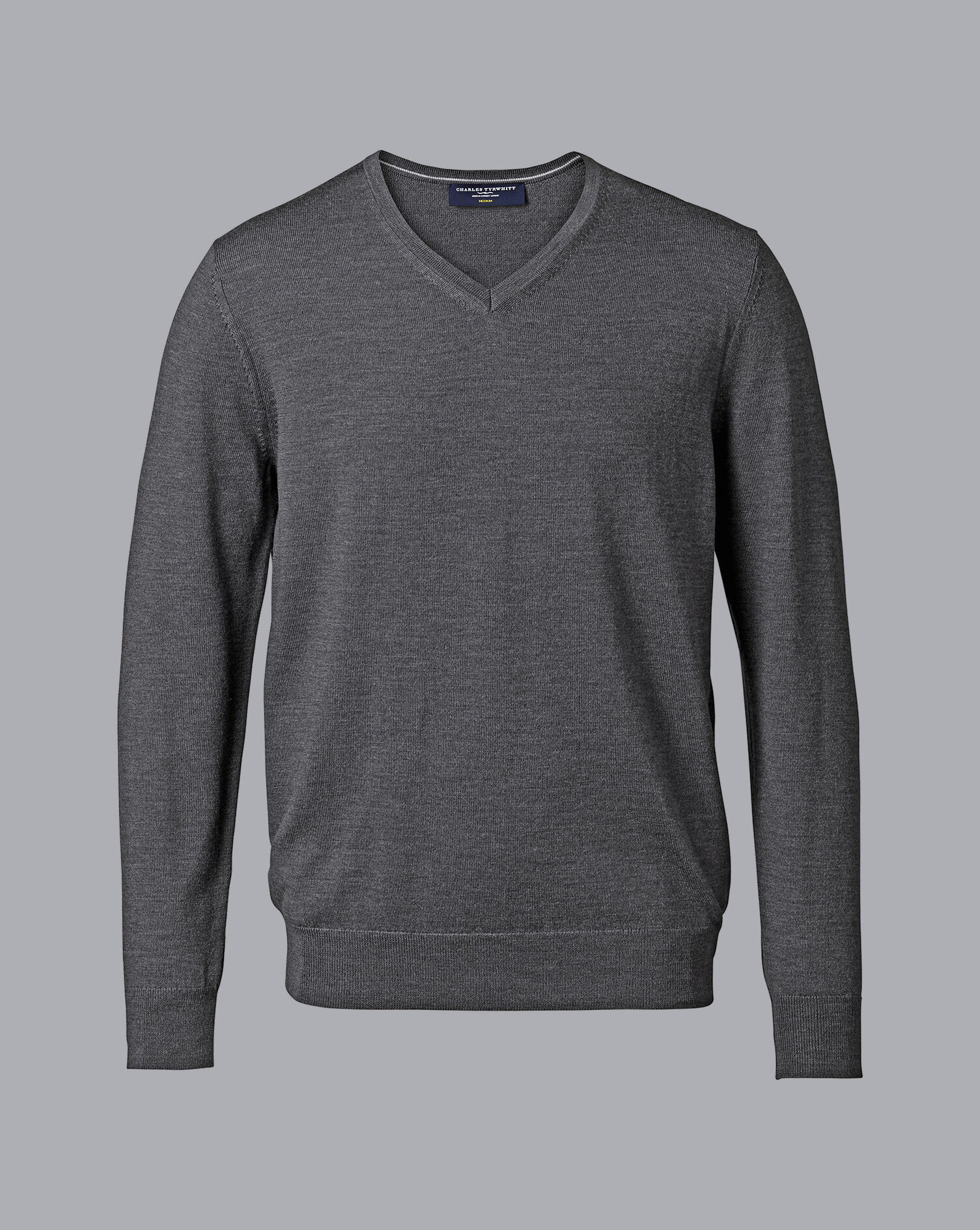 Merino V-Neck Sweater - Grey | Charles Tyrwhitt