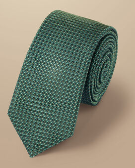 Slim Semi Plain Silk Patterned Tie - Sage Green