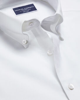 Chemise Oxford Coupe Extensible à Col Boutonné Sans Repassage - Blanc