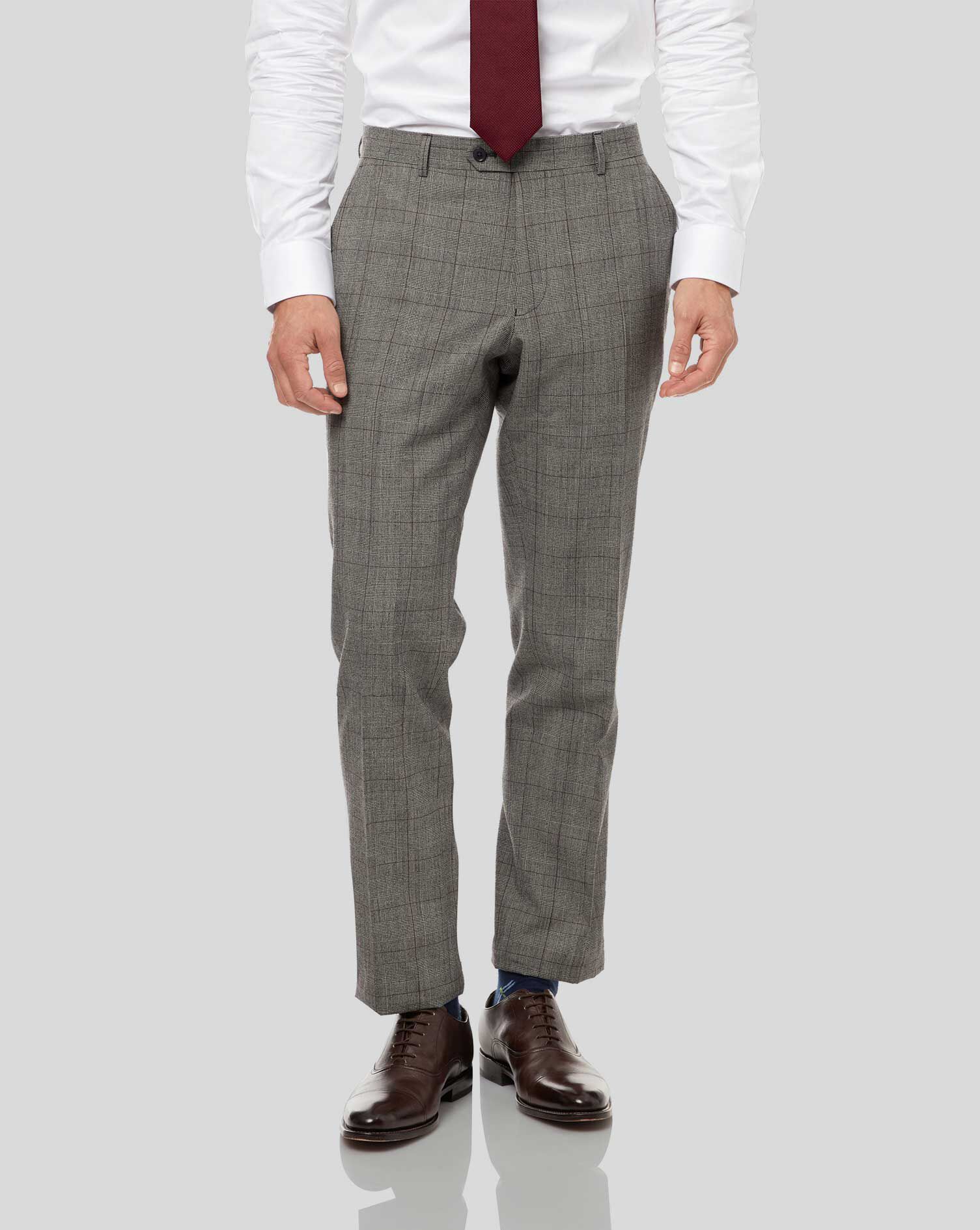 burgundy dress shirt with grey pants