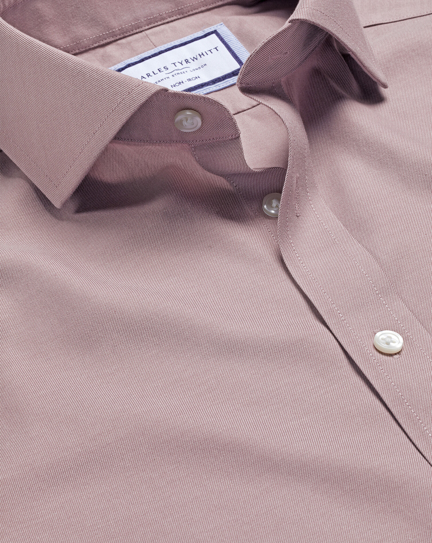 Spread Collar Non-Iron Twill Shirt - Claret Pink | Charles Tyrwhitt