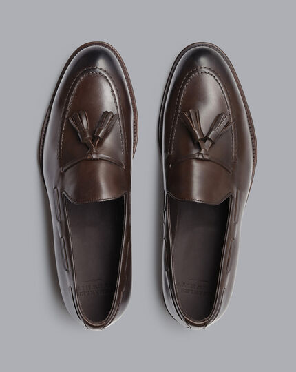 Tassel Leather Dark Brown Loafers