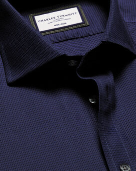 Spread Collar Non-Iron Stretch Kensington Weave Shirt - French Blue