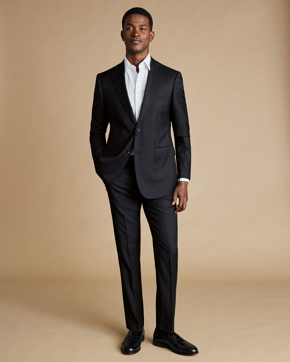 Natural Stretch Twill Suit Jacket - Black | Charles Tyrwhitt