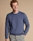 Combed Cotton Crew Neck Jumper - Blue