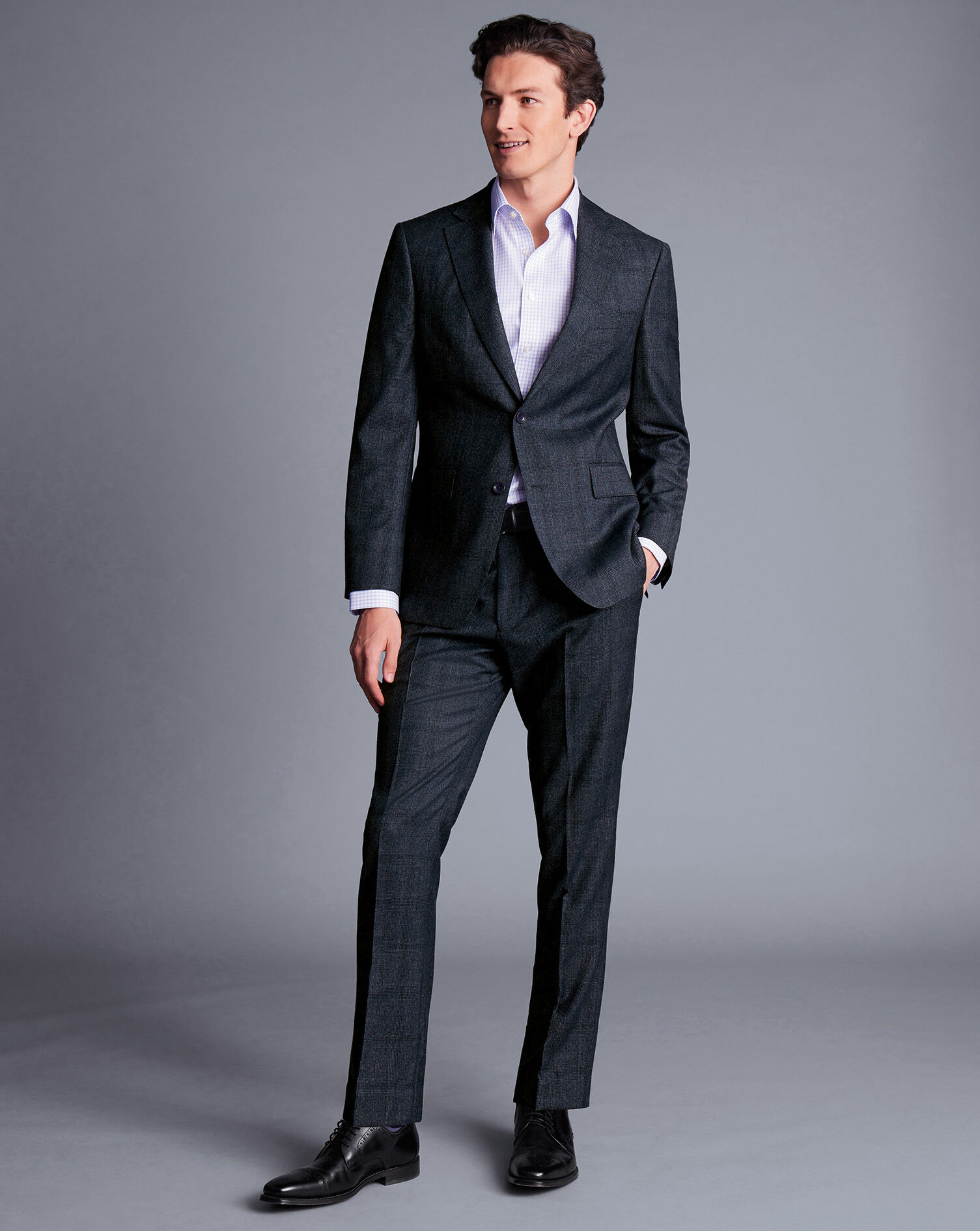 Check Suit Pants - Denim Blue