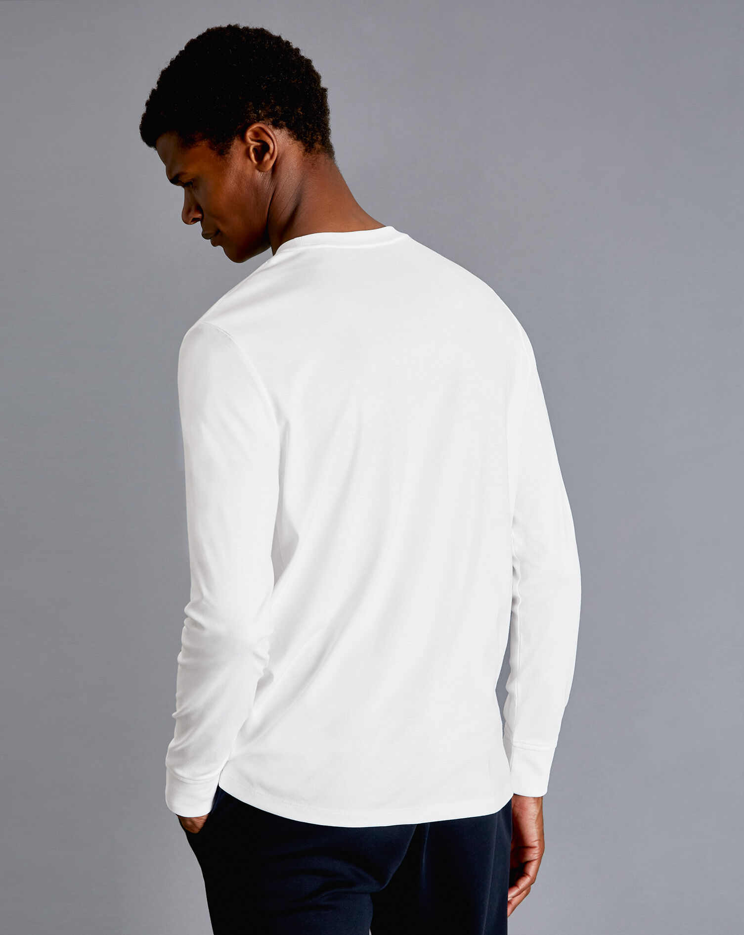 Cotton Long Sleeve Tyrwhitt T-Shirt - White | Charles Tyrwhitt
