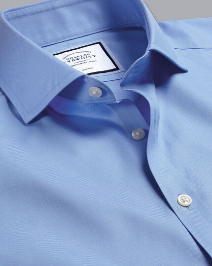 Cutaway Collar Non-Iron Twill Shirt - Cornflower Blue | Charles Tyrwhitt