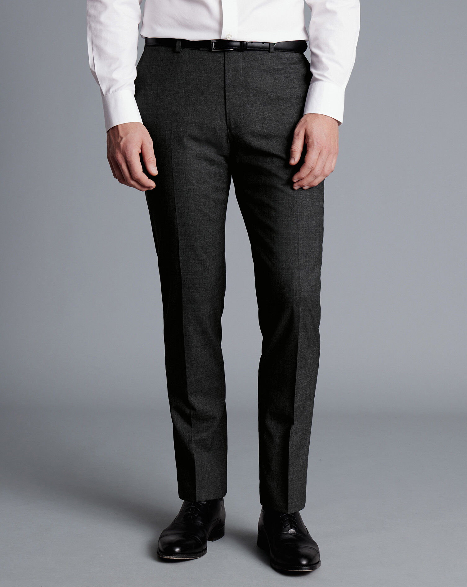 Charcoal Textured Slim Fit Trousers | M&S Collection | M&S