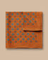 Medallion Silk Wool Pocket Square - Orange