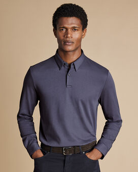 Long Sleeve Smart Jersey Polo - Dark Mauve