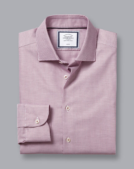 Semi-Spread Collar Non-Iron Stretch Texture Shirt - Red | Charles Tyrwhitt