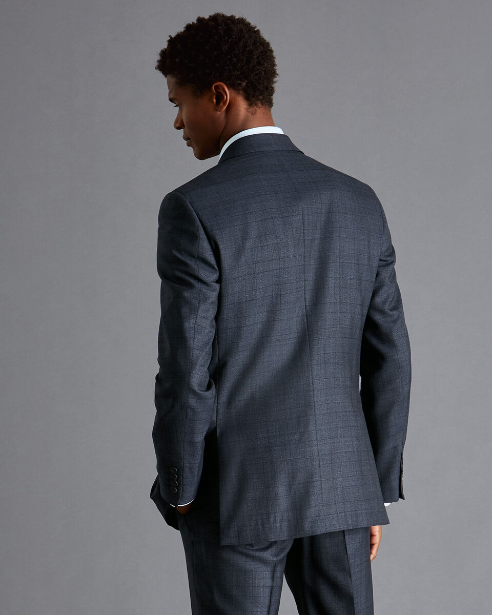 Prince of Wales Check Suit Jacket - Steel Blue | Charles Tyrwhitt