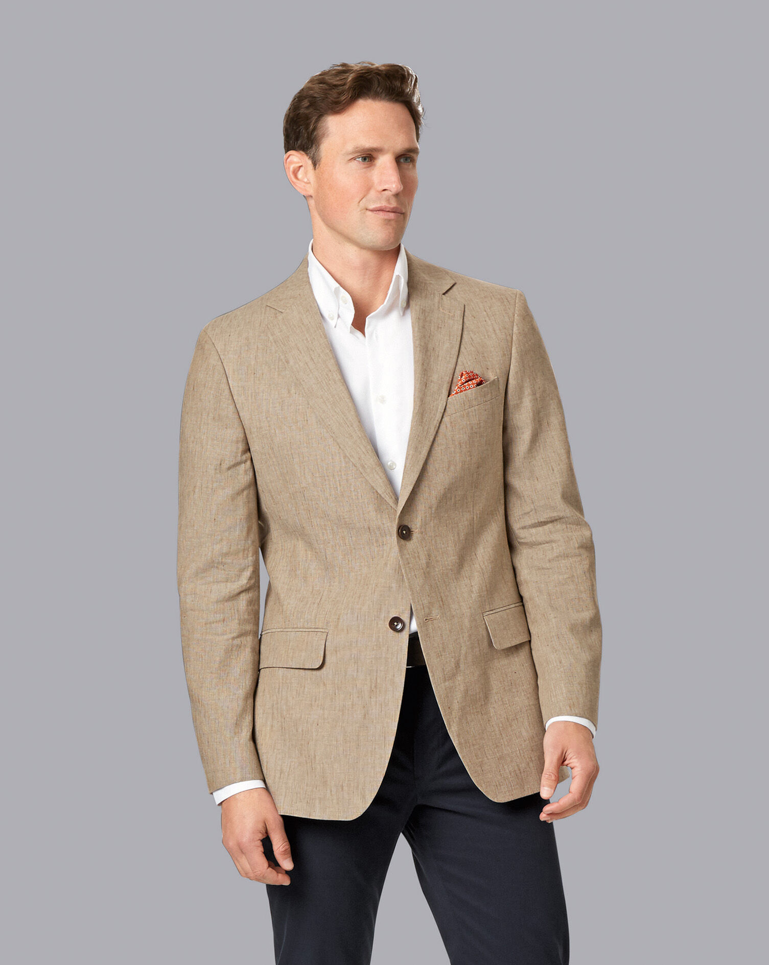 Cotton Linen Jacket - Tan | Charles 