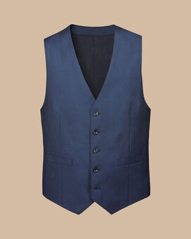 Natural Stretch Twill Suit Vest - Indigo Blue