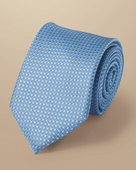 Semi Plain Silk Pattern Tie - Ice Blue