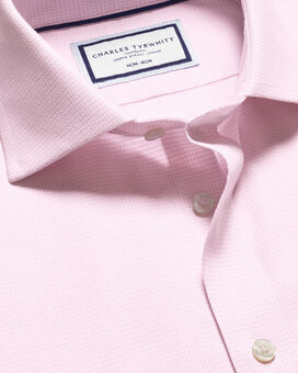 Spread Collar Non-Iron Stretch Kensington Weave Shirt - Pink
