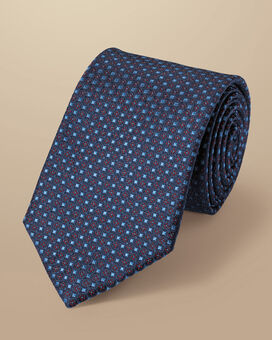 Mini Floral Silk Pattern Tie - French Blue