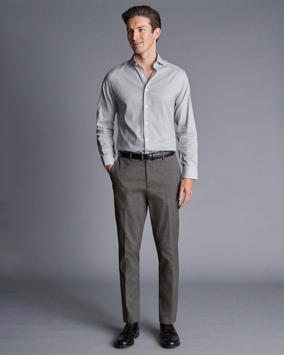 Mid Grey herringbone stretch Pant Suit