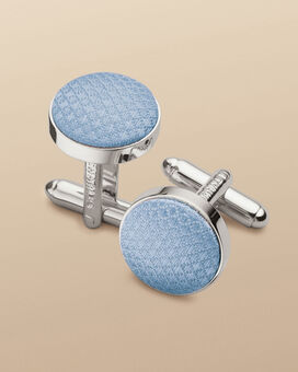 Silk Round Cufflink - Sky Blue