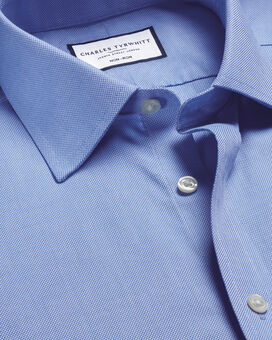 Chemise en oxford royal à col classique sans repassage  - Bleu