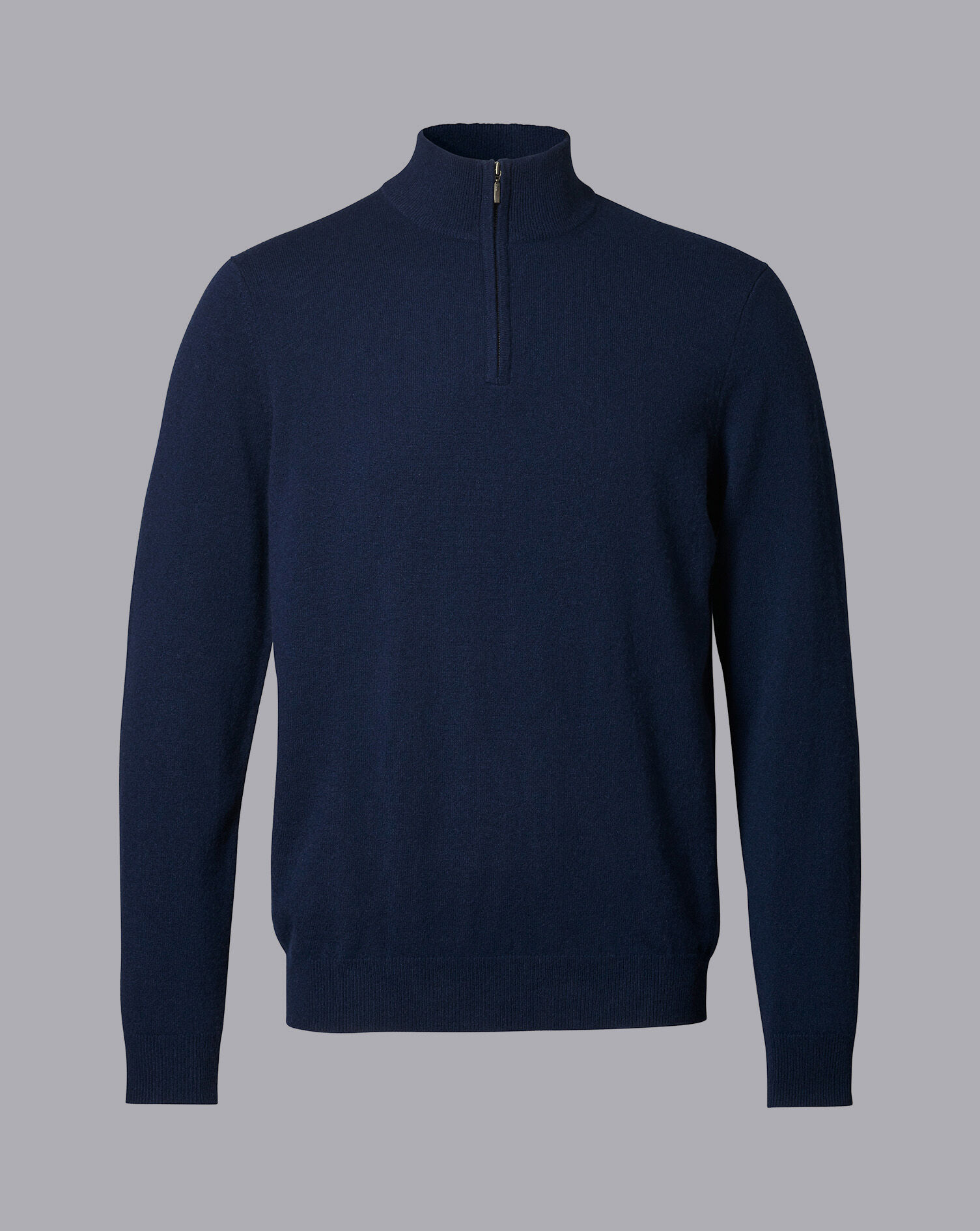 Cashmere Zip Neck Sweater - Navy | Charles Tyrwhitt