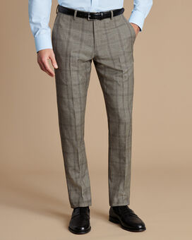 Prince of Wales Check Ultimate Performance Suit Pants - Cappuccino