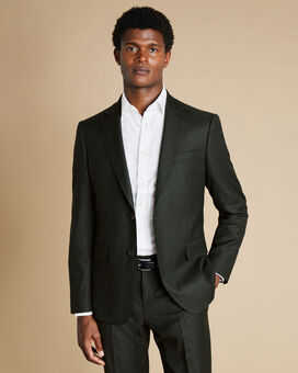 Italian Flannel Suit Jacket  - Forest Green