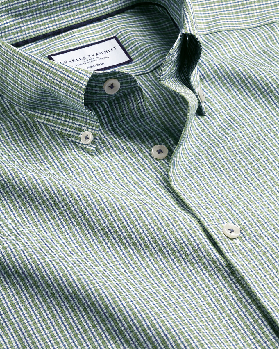 Charles Shirt Oxford - Non-Iron Check Collar Tyrwhitt Button-Down | Green