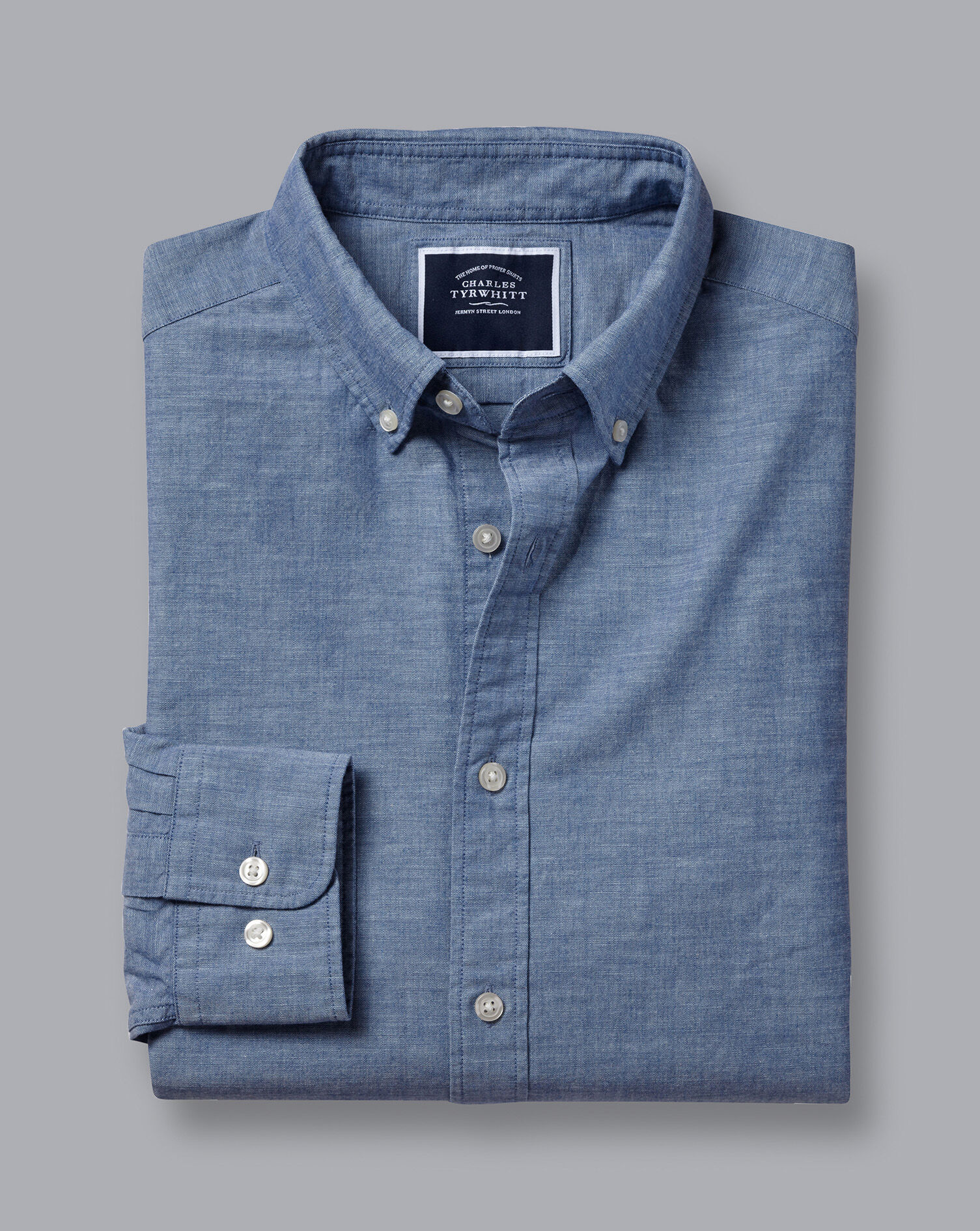 Button-Down Collar Chambray Shirt - Indigo Blue | Charles Tyrwhitt