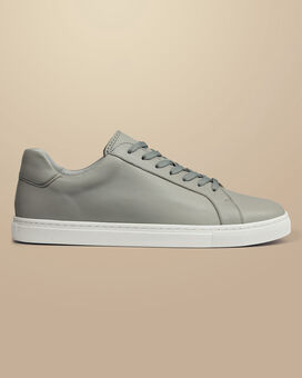 Leather Trainers - Light Grey