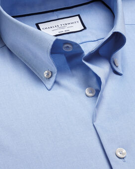 Bügelfreies Oxfordhemd mit Button-down-Kragen - Himmelblau