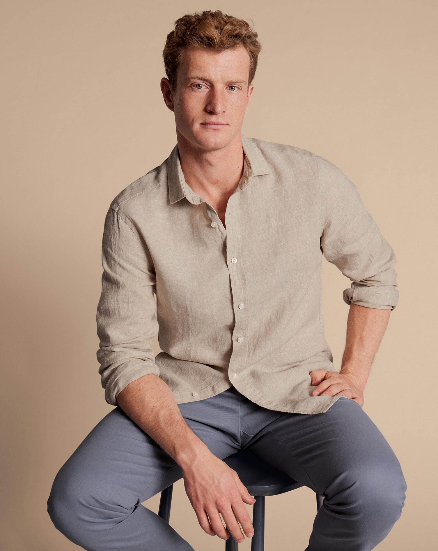 Pure Linen Shirt - Oatmeal | Charles Tyrwhitt