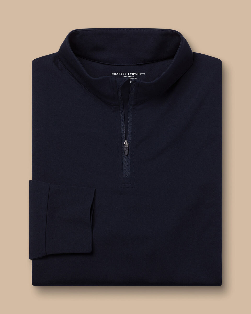 Performance Zip Neck Jumper - Navy