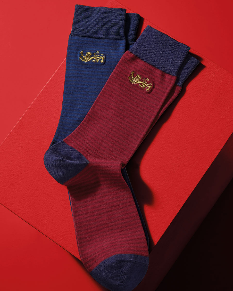 The Lions Stripe Socks - Royal Blue & Steel Blue