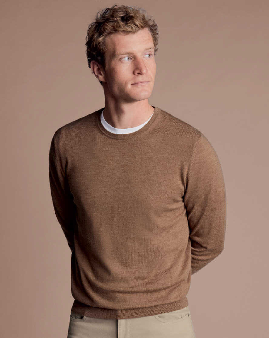 Merino Crew Neck Jumper - Sand