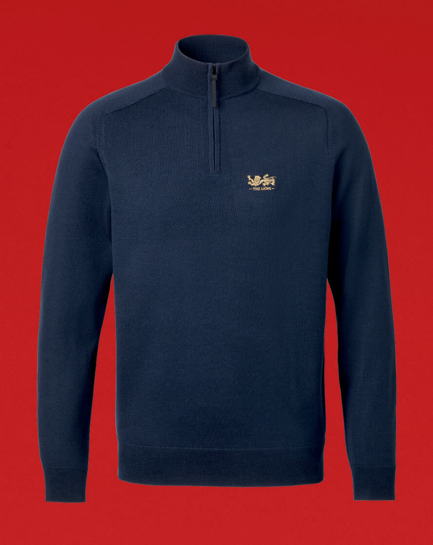 The Lions Performance Merino Zip Neck Jumper - Navy