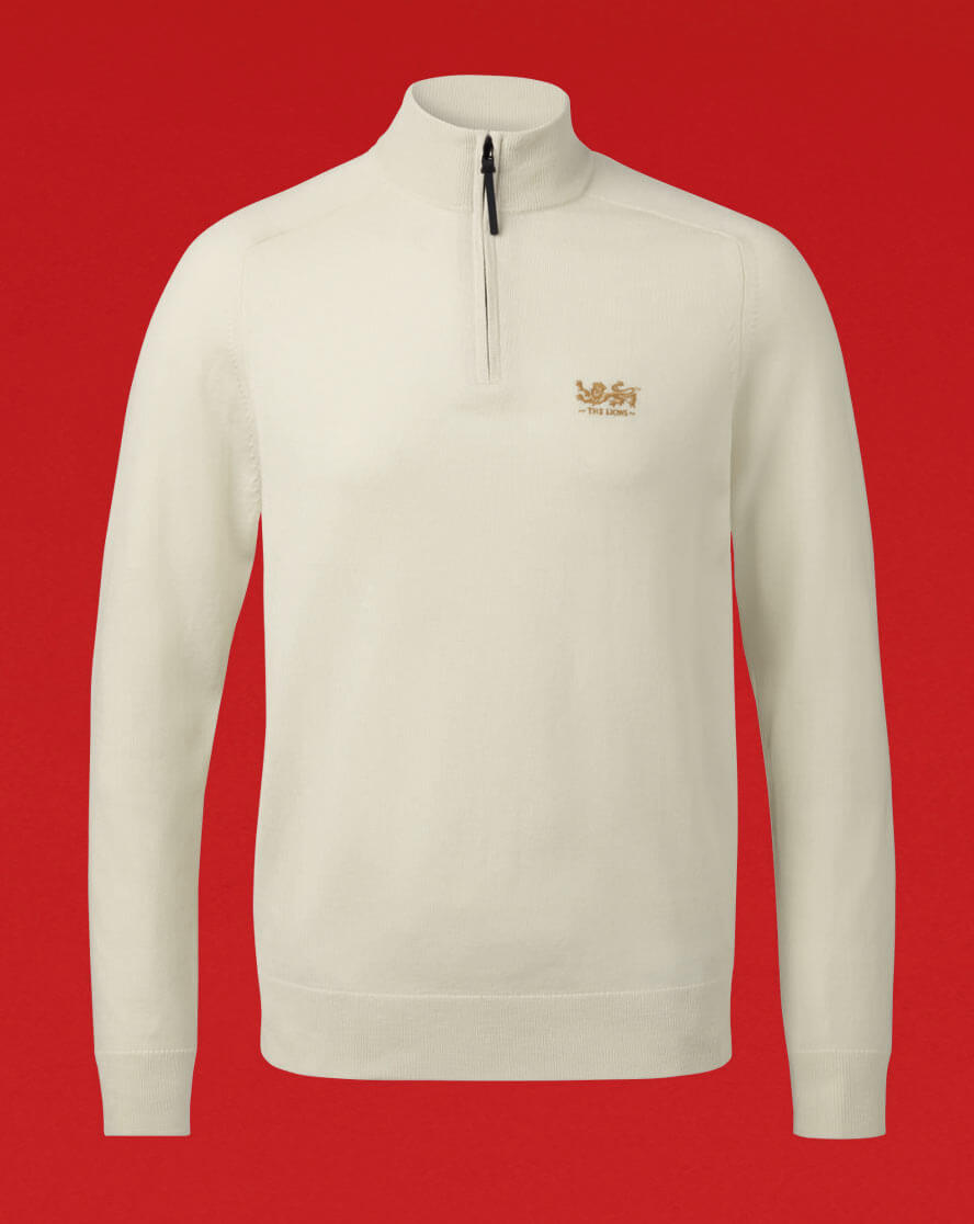 The Lions Performance Merino Zip Neck Jumper - Ivory