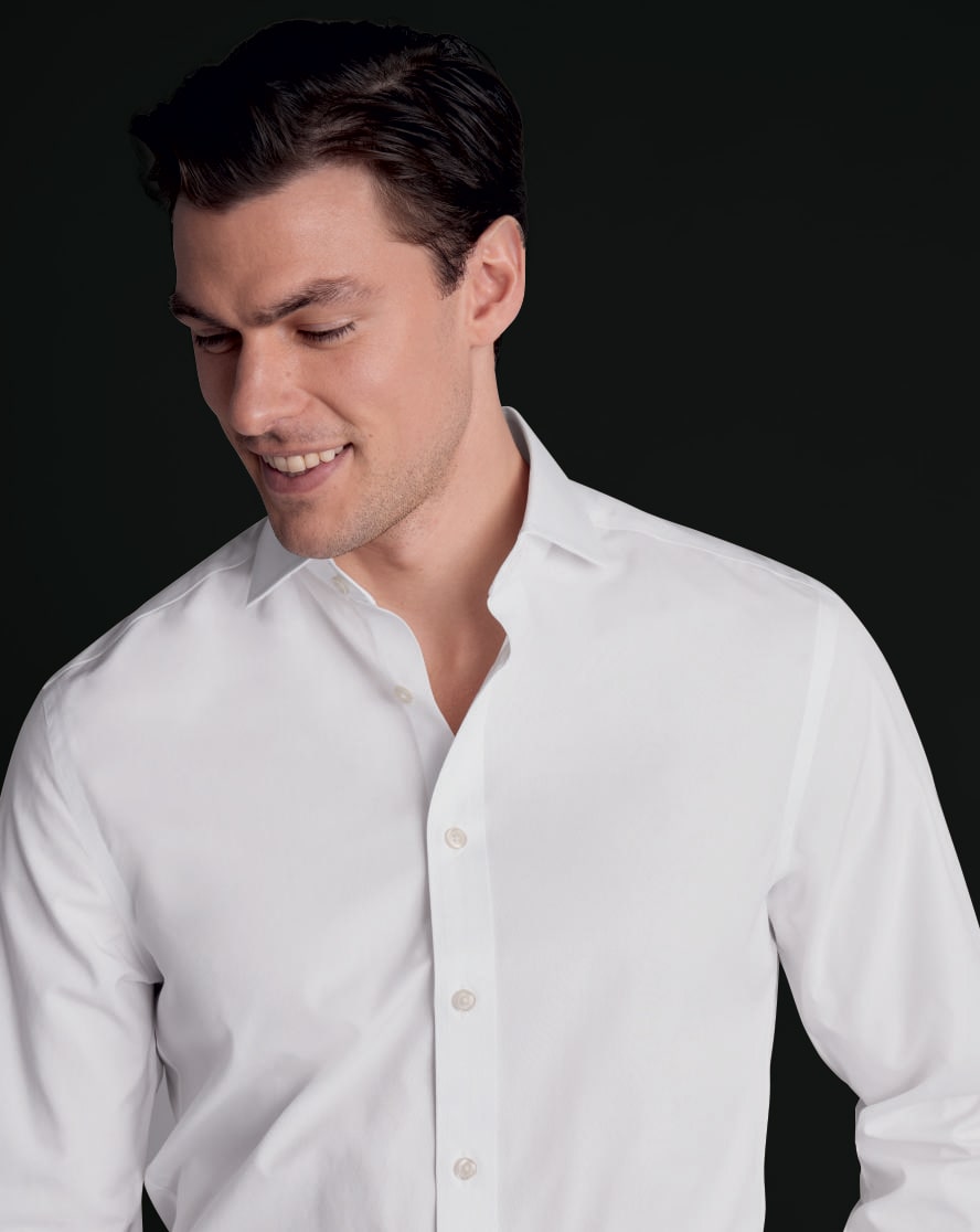 Chemise en popeline à col cutaway sans repassage  - Blanc