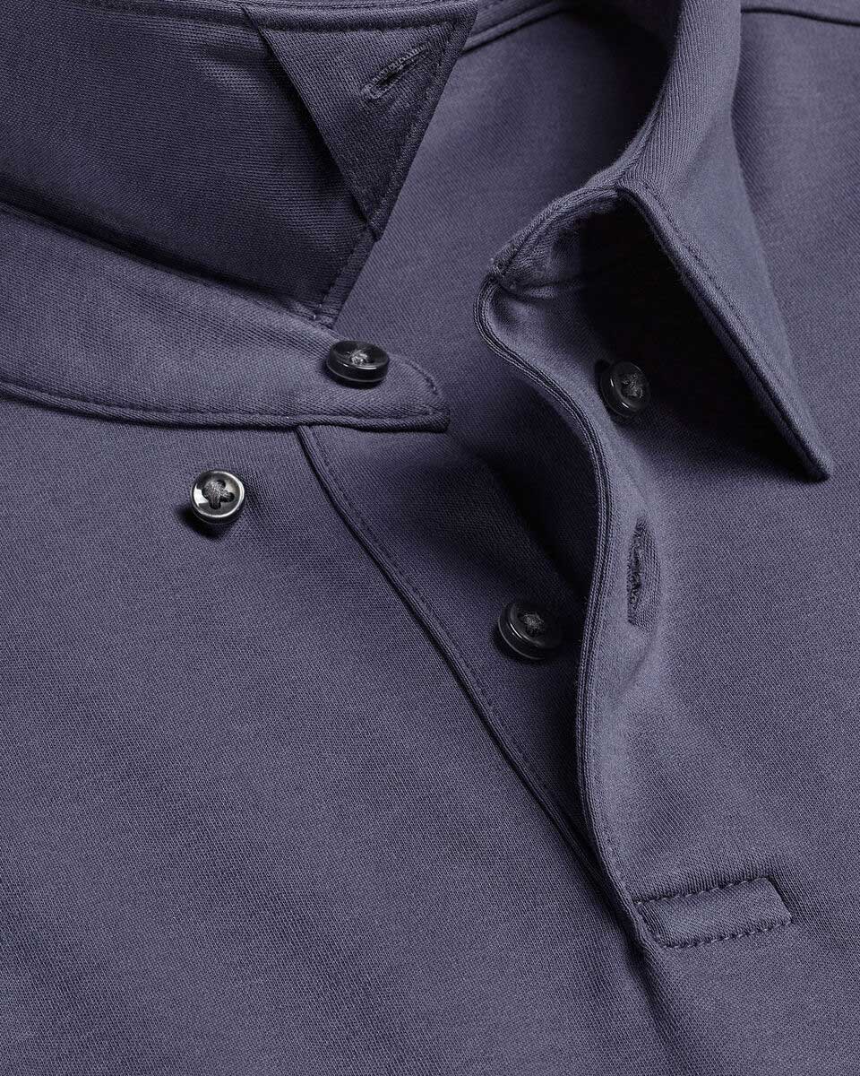 Long Sleeve Smart Jersey Polo - Dark Mauve