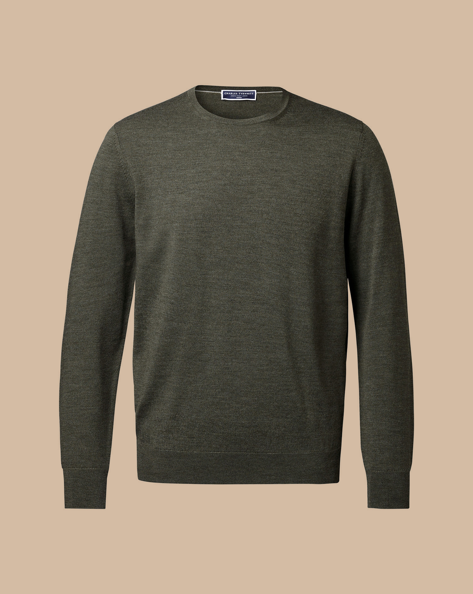 Merino Crew Neck Jumper - Olive Green