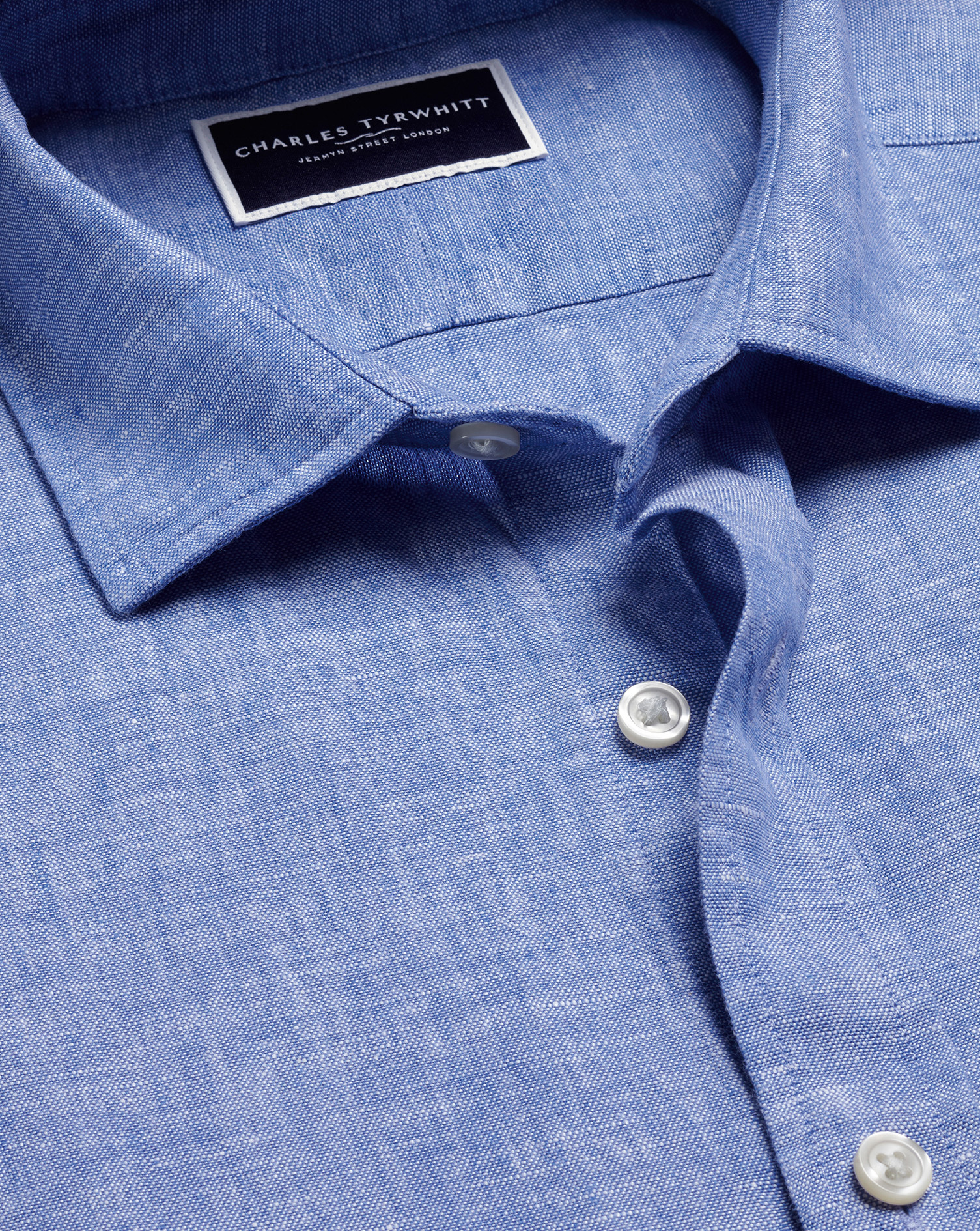 Pure Linen Short Sleeve Shirt  - Cobalt Blue