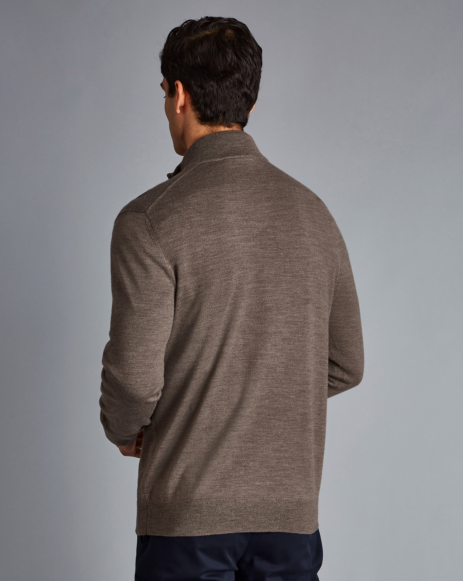 Merino Zip Neck Jumper - Mocha